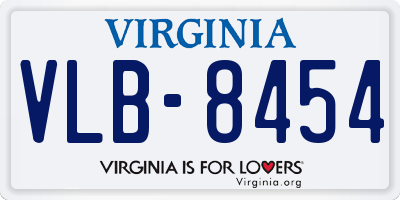 VA license plate VLB8454