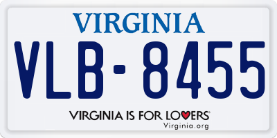 VA license plate VLB8455
