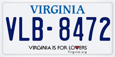 VA license plate VLB8472