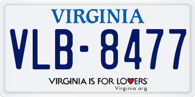 VA license plate VLB8477