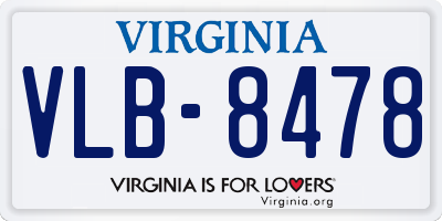 VA license plate VLB8478