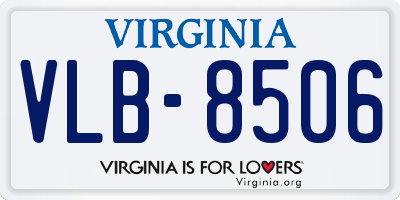 VA license plate VLB8506