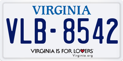 VA license plate VLB8542