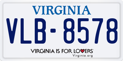 VA license plate VLB8578