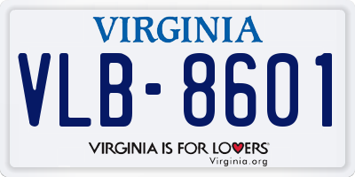 VA license plate VLB8601