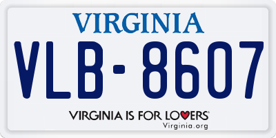 VA license plate VLB8607