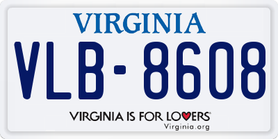 VA license plate VLB8608