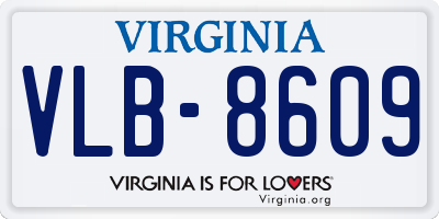 VA license plate VLB8609
