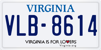 VA license plate VLB8614