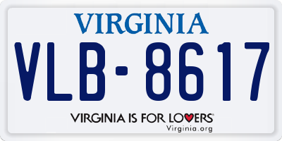 VA license plate VLB8617