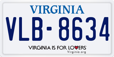 VA license plate VLB8634