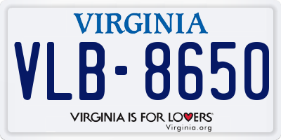 VA license plate VLB8650