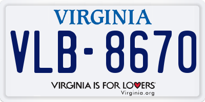 VA license plate VLB8670