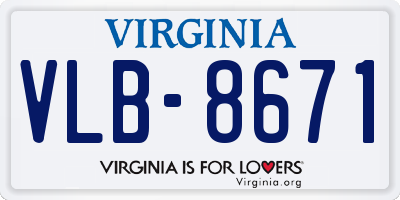 VA license plate VLB8671