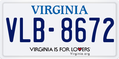 VA license plate VLB8672