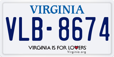 VA license plate VLB8674