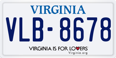 VA license plate VLB8678