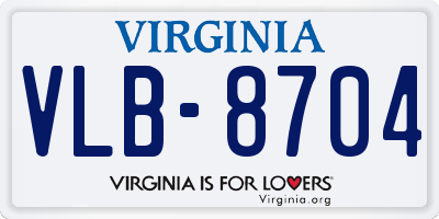 VA license plate VLB8704