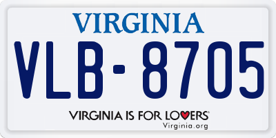 VA license plate VLB8705