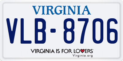 VA license plate VLB8706
