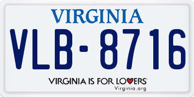 VA license plate VLB8716