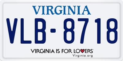 VA license plate VLB8718
