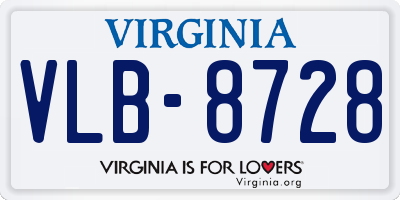 VA license plate VLB8728
