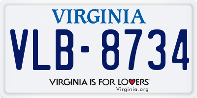 VA license plate VLB8734