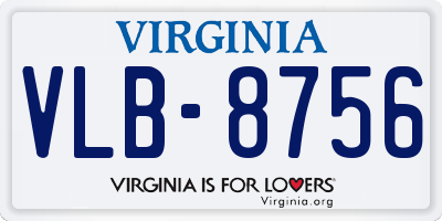 VA license plate VLB8756