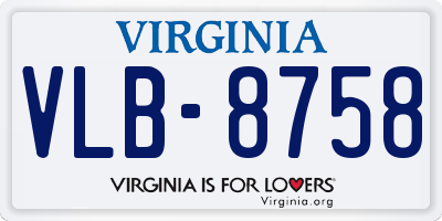 VA license plate VLB8758