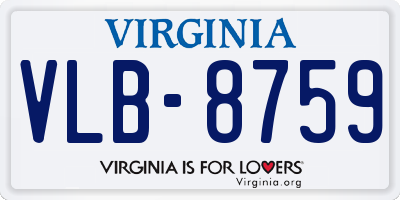 VA license plate VLB8759