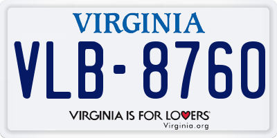 VA license plate VLB8760