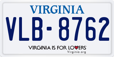 VA license plate VLB8762