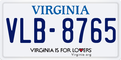 VA license plate VLB8765