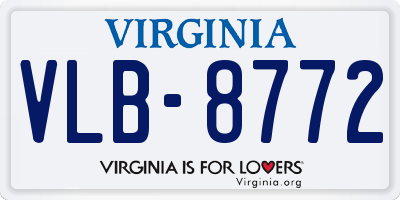 VA license plate VLB8772