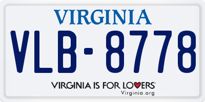 VA license plate VLB8778