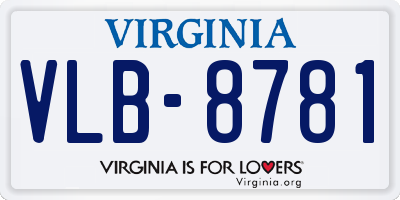 VA license plate VLB8781