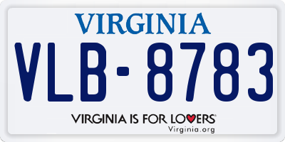 VA license plate VLB8783