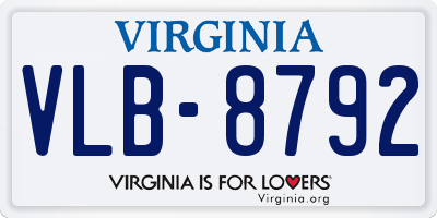 VA license plate VLB8792