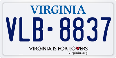 VA license plate VLB8837