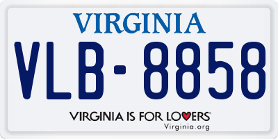 VA license plate VLB8858