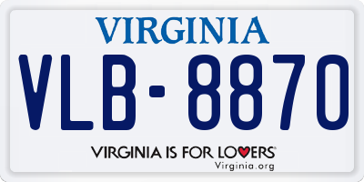VA license plate VLB8870