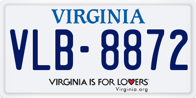 VA license plate VLB8872