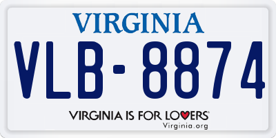 VA license plate VLB8874