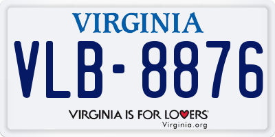 VA license plate VLB8876