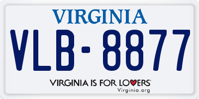 VA license plate VLB8877