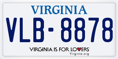 VA license plate VLB8878