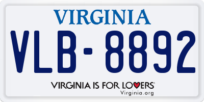 VA license plate VLB8892