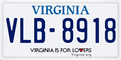 VA license plate VLB8918