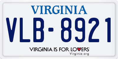 VA license plate VLB8921